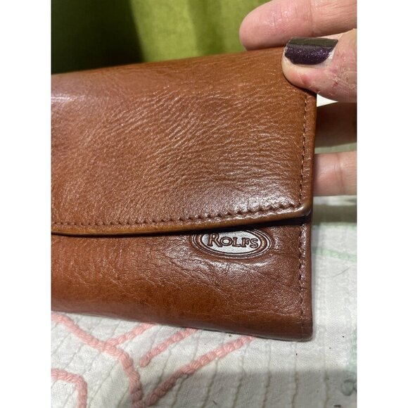 Vintage Rolfs Brown Leather Womens Checkbook Wallet With Card Slots & Snap Closu - Picture 2 of 6
